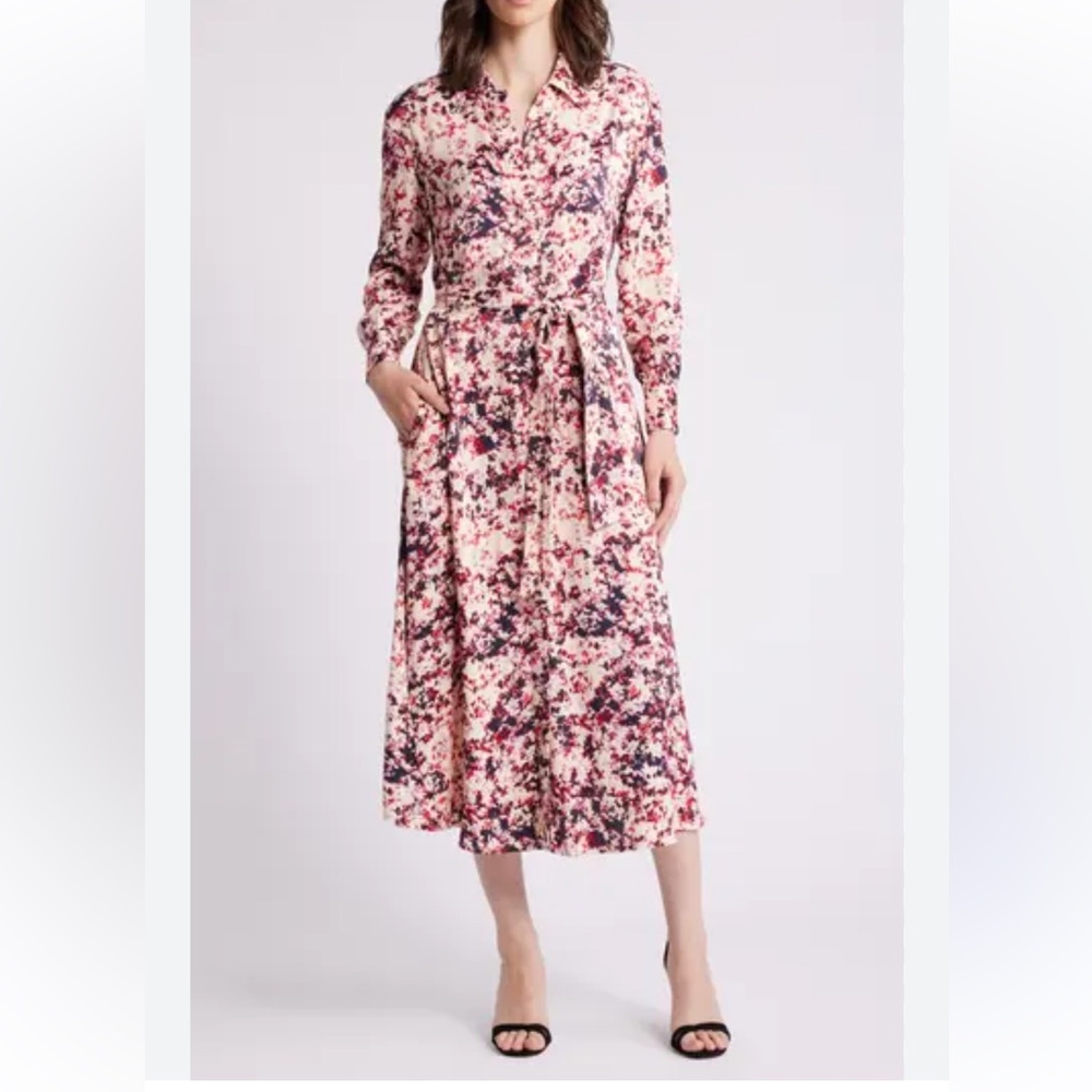 NWT BOSS Davivio Tie Belt Long Sleeve Shirtdress Sz 12
